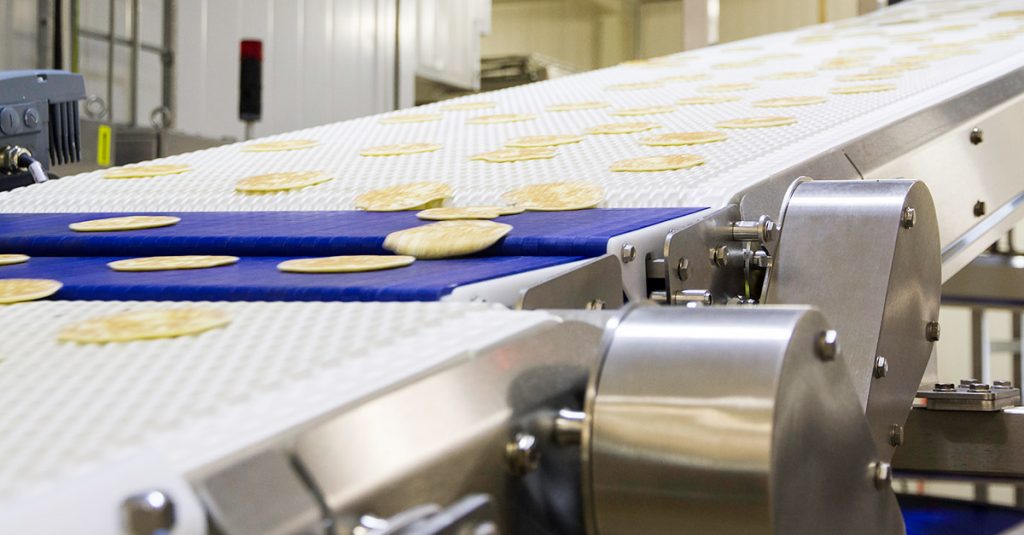 A clean, hygienic production environment increases considerably when handling un-packed food in wet and even dry environments.